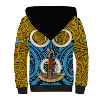 Vanuatu Sanma Province Sherpa Hoodie Pig Tusk Mix Maori Pattern and Namele Leaf LT03 - Polynesian Pride