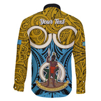 Personalised Vanuatu Sanma Province Family Matching Tank Maxi Dress and Hawaiian Shirt Pig Tusk Mix Maori Pattern and Namele Leaf LT03 - Polynesian Pride