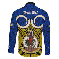 Personalised Vanuatu Torba Province Family Matching Off Shoulder Long Sleeve Dress and Hawaiian Shirt Pig Tusk Mix Maori Pattern and Namele Leaf LT03 - Polynesian Pride