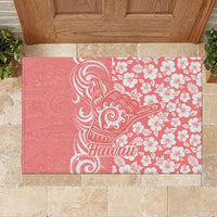 Hawaii Kauai Island Rubber Doormat Hibiscus Pattern Seamless Tribal Simple Pink Pastel LT03 - Polynesian Pride