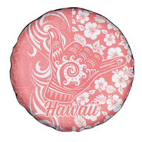 Hawaii Kauai Island Spare Tire Cover Hibiscus Pattern Seamless Tribal Simple Pink Pastel LT03 - Polynesian Pride