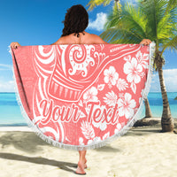 Custom Hawaii Kauai Island Beach Blanket Hibiscus Pattern Seamless Tribal Simple Pink Pastel LT03 - Wonder Print Shop