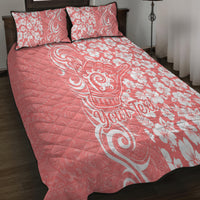 Custom Hawaii Kauai Island Quilt Bed Set Hibiscus Pattern Seamless Tribal Simple Pink Pastel LT03 - Polynesian Pride