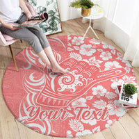 Custom Hawaii Kauai Island Round Carpet Hibiscus Pattern Seamless Tribal Simple Pink Pastel LT03 - Polynesian Pride