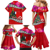 Custom Wallis and Futuna Christmas Family Matching Mermaid Dress and Hawaiian Shirt Santa Claus Holding Coat of Arms Polynesian Xmas Style LT03 - Polynesian Pride