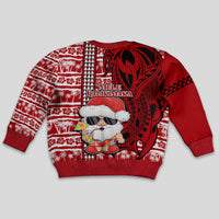 Mele Kalikimaka Hawaii Christmas Kid Ugly Christmas Sweater Santa Claus Kakau Tribal Mix Polynesia Tattoo LT03 - Polynesian Pride