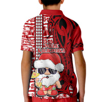 Mele Kalikimaka Hawaii Christmas Kid Polo Shirt Santa Claus Kakau Tribal Mix Polynesia Tattoo LT03 - Polynesian Pride