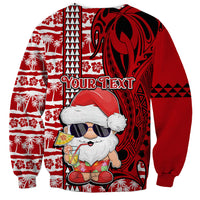 Custom Mele Kalikimaka Hawaii Christmas Sweatshirt Santa Claus Kakau Tribal Mix Polynesia Tattoo LT03 - Polynesian Pride