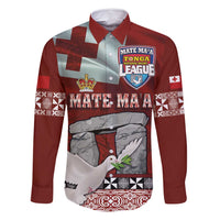 Mate Ma'a Tonga Family Matching Summer Maxi Dress and Hawaiian Shirt Haamonga a Maui and White Dove - Tongan Kupesi Ngatu LT03 Dad's Shirt - Long Sleeve Red - Polynesian Pride