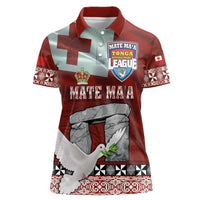 Mate Ma'a Tonga Women Polo Shirt Haʻamonga ʻa Maui and White Dove - Tongan Kupesi Ngatu