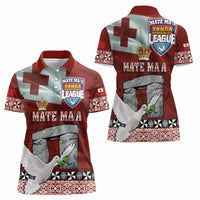 Mate Ma'a Tonga Women Polo Shirt Haʻamonga ʻa Maui and White Dove - Tongan Kupesi Ngatu
