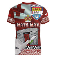 Mate Ma'a Tonga Women V-Neck T-Shirt Haʻamonga ʻa Maui and White Dove - Tongan Kupesi Ngatu