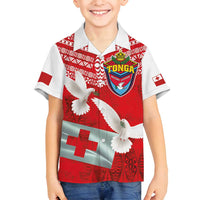 Mate Ma'a Tonga Family Matching Long Sleeve Bodycon Dress and Hawaiian Shirt Double White Dove and Kupesi Ngatu Art Tattoo LT03 Son's Shirt Red - Polynesian Pride