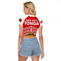 Mate Ma'a Tonga Raglan Cropped T Shirt Douple White Dove and Kupesi Ngatu Art Tattoo