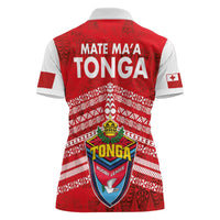 Mate Ma'a Tonga Women Polo Shirt Douple White Dove and Kupesi Ngatu Art Tattoo