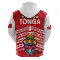 Mate Ma'a Tonga Zip Hoodie Douple White Dove and Kupesi Ngatu Art Tattoo