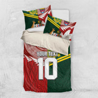 Custom Mate Ma'a Tonga and Australia Kangaroo Bedding Set Nation Seal with Mascot Aboriginal and Tongan Kupesi Ngatu Art LT03 US Twin 172cm x 218cm Red - Polynesian Pride