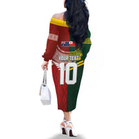 Custom Mate Ma'a Tonga and Australia Kangaroo Family Matching Off The Shoulder Long Sleeve Dress and Hawaiian Shirt Nation Seal with Mascot Aboriginal and Tongan Kupesi Ngatu Art