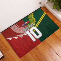 Custom Mate Ma'a Tonga and Australia Kangaroo Rubber Doormat Nation Seal with Mascot Aboriginal and Tongan Kupesi Ngatu Art