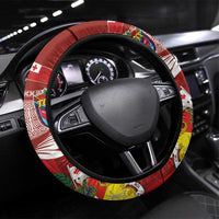 Mate Ma'a Tonga and Australia Kangaroo Steering Wheel Cover Nation Seal with Mascot Aboriginal and Tongan Kupesi Ngatu Art