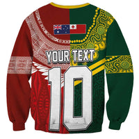 Custom Mate Ma'a Tonga and Australia Kangaroo Sweatshirt Nation Seal with Mascot Aboriginal and Tongan Kupesi Ngatu Art