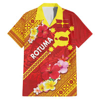 Rotuma Island Family Matching Mermaid Dress and Hawaiian Shirt Fijian Tapa with Polynesian Art and Hibiscus LT03 Dad's Shirt - Short Sleeve Red - Polynesian Pride