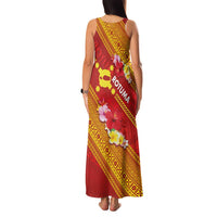 Rotuma Island Family Matching Tank Maxi Dress and Hawaiian Shirt Fijian Tapa with Polynesian Art and Hibiscus