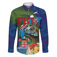 Fiji Iguana-Coat of Arms Family Matching Puletasi and Hawaiian Shirt with Hibiscus and Plumeria Palm Tree Tapa Art