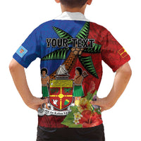 Personalised Fiji and Rotuma Together Kid Hawaiian Shirt Fjian Masi and Pacific Pattern Mix Culture