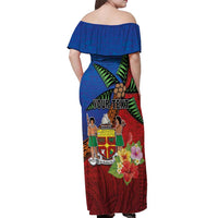 Personalised Fiji and Rotuma Together Off Shoulder Maxi Dress Fjian Masi and Pacific Pattern Mix Culture LT03 - Polynesian Pride