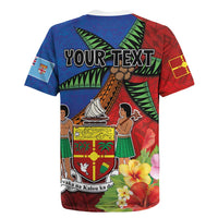 Personalised Fiji and Rotuma Together Rugby Jersey Fjian Masi and Pacific Pattern Mix Culture