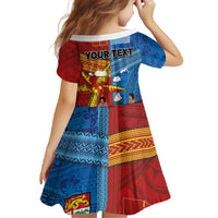 Personalised Fiji and Rotuma Together Family Matching Off The Shoulder Long Sleeve Dress and Hawaiian Shirt Tapa and Pacific Art Pattern with Cultural Emblems Half Style
