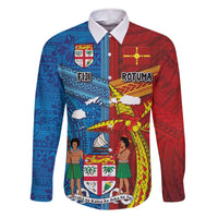 Personalised Fiji and Rotuma Together Family Matching Off The Shoulder Long Sleeve Dress and Hawaiian Shirt Tapa and Pacific Art Pattern with Cultural Emblems Half Style