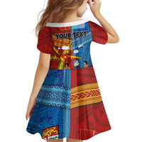 Personalised Fiji and Rotuma Together Family Matching Off Shoulder Maxi Dress and Hawaiian Shirt Tapa and Pacific Art Pattern with Cultural Emblems Half Style