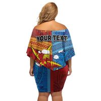 Personalised Fiji and Rotuma Together Family Matching Off Shoulder Short Dress and Hawaiian Shirt Tapa and Pacific Art Pattern with Cultural Emblems Half Style
