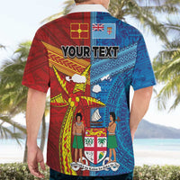 Personalised Fiji and Rotuma Together Hawaiian Shirt Tapa and Pacific Art Pattern with Cultural Emblems Half Style