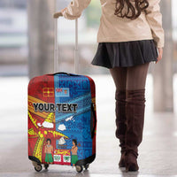 Personalised Fiji and Rotuma Together Luggage Cover Tapa and Pacific Art Pattern with Cultural Emblems Half Style