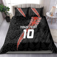 Custom New Zealand Rugby Bedding Set Maori and Silver Fern Half Style