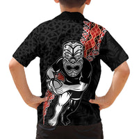 New Zealand Maori Warrior Rugby Family Matching Off Shoulder Maxi Dress and Hawaiian Shirt Maori and Silver Fern Half Style LT03 - Polynesian Pride