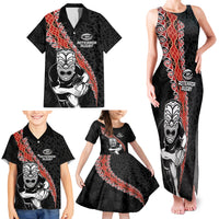 New Zealand Maori Warrior Rugby Family Matching Tank Maxi Dress and Hawaiian Shirt Maori and Silver Fern Half Style LT03 - Polynesian Pride