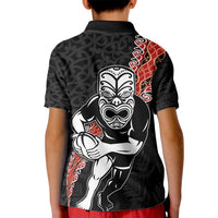 New Zealand Maori Warrior Rugby Kid Polo Shirt Maori and Silver Fern Half Style