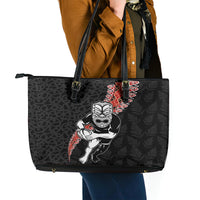 New Zealand Maori Warrior Rugby Leather Tote Bag Maori and Silver Fern Half Style LT03 - Polynesian Pride
