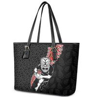 New Zealand Maori Warrior Rugby Leather Tote Bag Maori and Silver Fern Half Style LT03 - Polynesian Pride