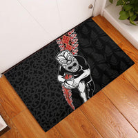 New Zealand Maori Warrior Rugby Rubber Doormat Maori and Silver Fern Half Style LT03 Black - Polynesian Pride