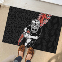 New Zealand Maori Warrior Rugby Rubber Doormat Maori and Silver Fern Half Style LT03 - Polynesian Pride