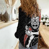 New Zealand Maori Warrior Rugby Women Casual Shirt Maori and Silver Fern Half Style LT03 - Polynesian Pride