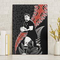 New Zealand Maori Rugby Player Canvas Wall Art Maori and Silver Fern Half Style LT03 Without Frame Black - Polynesian Pride