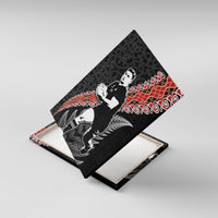 New Zealand Maori Rugby Player Canvas Wall Art Maori and Silver Fern Half Style LT03 With Frame Black - Polynesian Pride