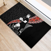 New Zealand Maori Rugby Player Rubber Doormat Maori and Silver Fern Half Style LT03 - Polynesian Pride