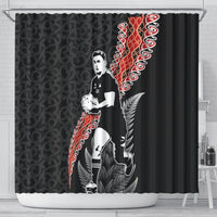 New Zealand Maori Rugby Player Shower Curtain Maori and Silver Fern Half Style